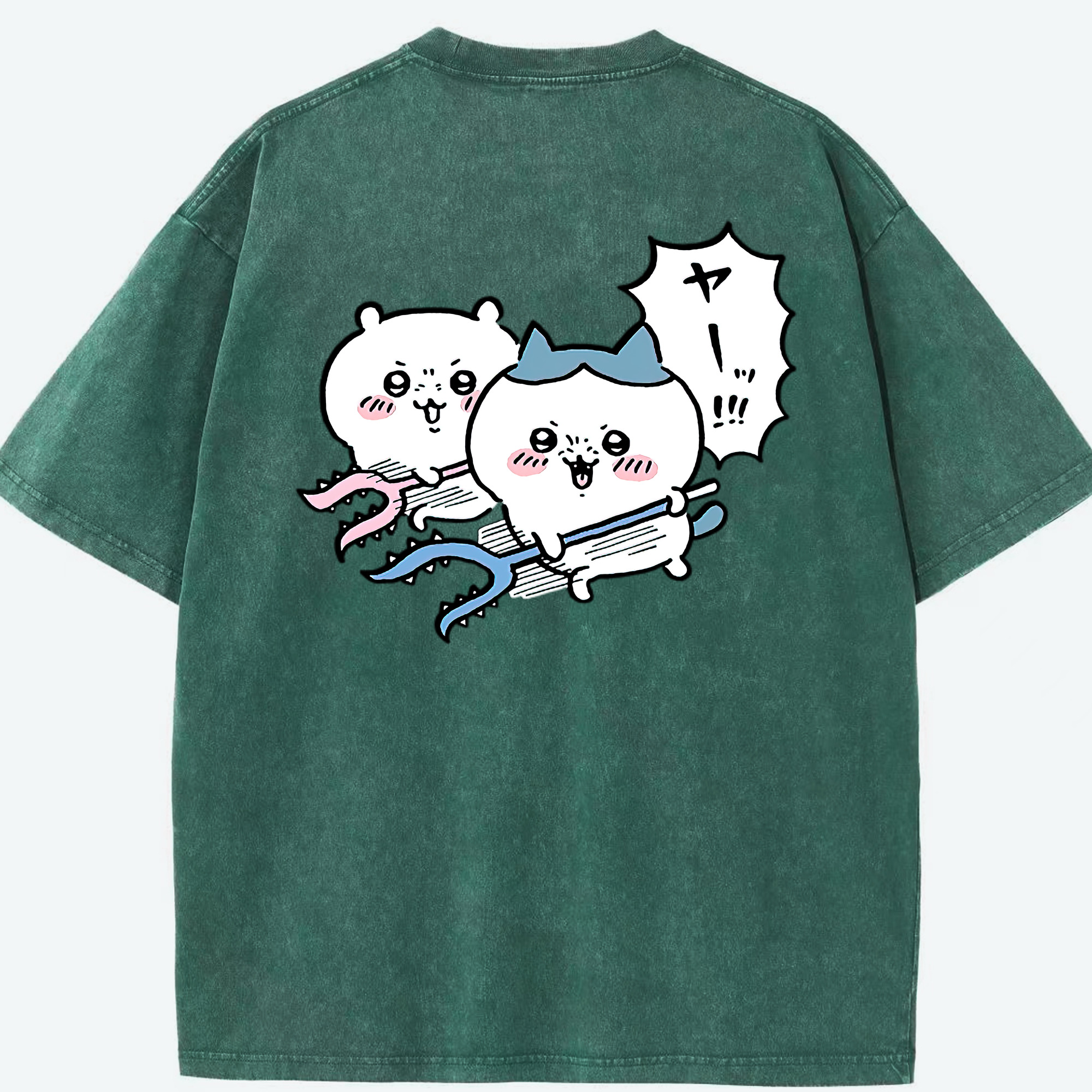 （画像用） ちいかわ ハチワレ Chii-kawa hachiware 綿100% ヴィンテージ風 半袖Tシャツ（背面プリント）